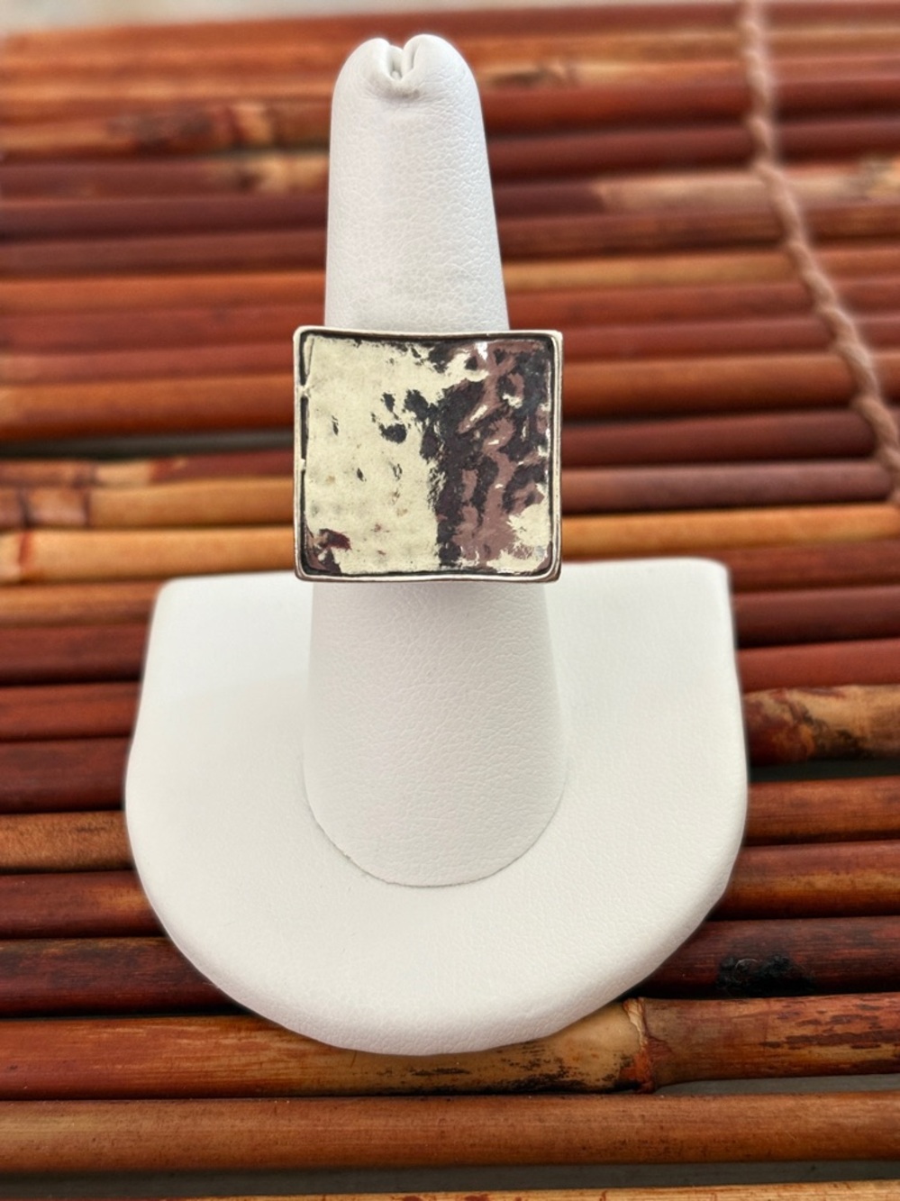 Silpada Square Hammered Sterling Silver Ring 7.5